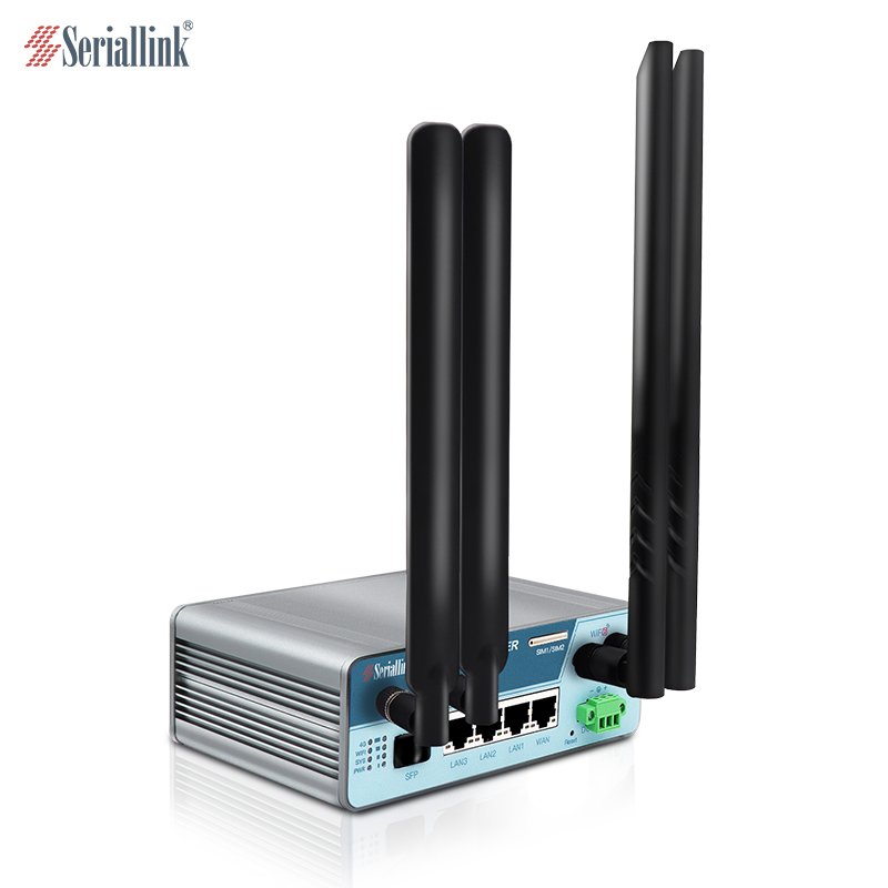 SERIALLINK Cellular 4G Router With SIM Card Slot 2x2 WIFI6 4X1000M LAN Ports 1xSFP Port 48V POE Output Optional DC12-55V Input